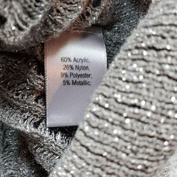 Jennifer Lopez Sweater Women Small Gray Brown Metallic V Neck Pullover - Picture 8 of 10